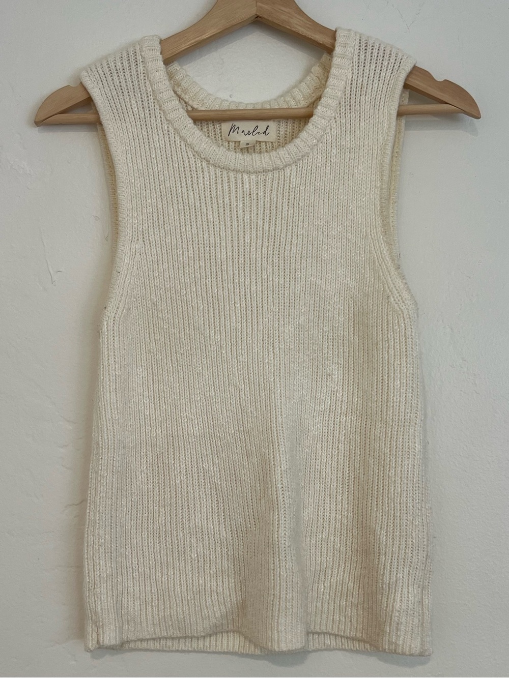 Marled Cream Ribbed Knit Tank